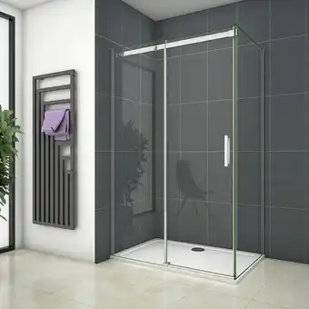 ManoMano 120cm Schiebetür x100cm Seitenwand xH.195cm 8mm nano Glas Eckig Duschkabine Dusche Angebot