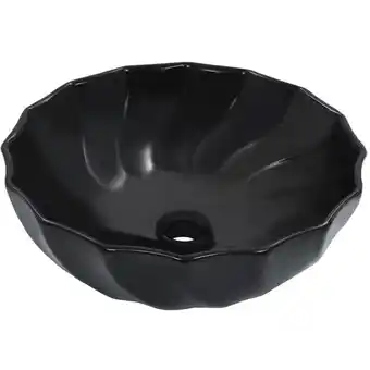 ManoMano Bonnevie - Waschbecken Aufsatzwaschbecken - Waschtisch 46 x 17 cm Keramik Schwarz BV315478 Angebot