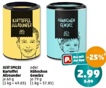 PENNY JUST SPICES Kartoffel Allrounder 60 g oder Hähnchen Gewürz 79 g Angebot