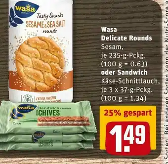 REWE Wasa delicate rounds oder sandwich Angebot