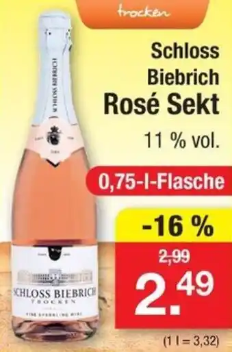 Zimmermann Schloss Biebrich Rosé Sekt 0,75 L Flasche Angebot