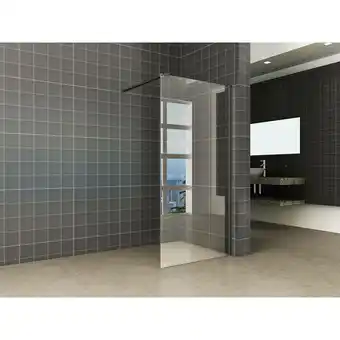 ManoMano Saqu Trust Duschwand mit schwarzem Wandprofil 100x200 cm - Walk in Dusche mit Stabilisator - NANO Glas Duschtrennwand Badewan Angebot