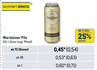 METRO Warsteiner Pils 0,5-1-Dose Angebot