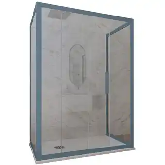 ManoMano 3-seitige Duschkabine 75x150x75 Klarglas Marineblau Deco Trio Angebot