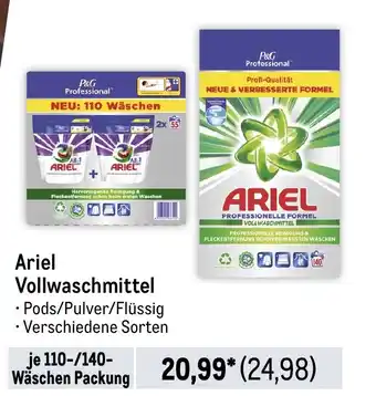 METRO Ariel Vollwaschmittel Pods/Pulver/Flüssig je 110/140 Waschen Packung Angebot