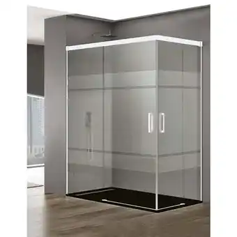 ManoMano Basic Duschkabine 2+2 ohne Bodenprofil 5 Farben 2 Glasarten 6mm in Aluminium Weißes-profil 120x75 cm Siebdruck glas - Allston Angebot