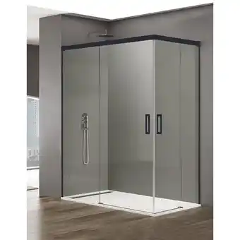 ManoMano Basic Duschkabine 2+2 ohne Bodenprofil 5 Farben 2 Glasarten 6mm in Aluminium Schwarzes-profil 110x70 cm Transparentes glas -  Angebot