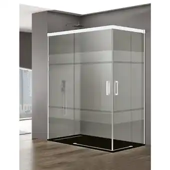 ManoMano Basic Duschkabine 2+2 ohne Bodenprofil 5 Farben 2 Glasarten 6mm in Aluminium Weißes-profil 90x75 cm Siebdruck glas - Allstone Angebot