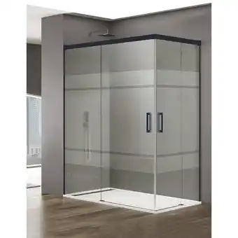 ManoMano Basic Duschkabine 2+2 ohne Bodenprofil 5 Farben 2 Glasarten 6mm in Aluminium Schwarzes-profil 110x75 cm Siebdruck glas - Alls Angebot