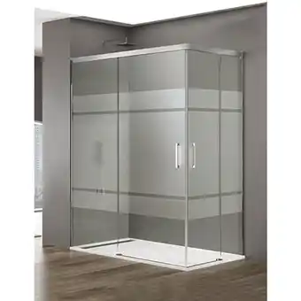 ManoMano Basic Duschkabine 2+2 ohne Bodenprofil 5 Farben 2 Glasarten 6mm in Aluminium Chrom-profil 90x80 cm Siebdruck glas - Allstone Angebot