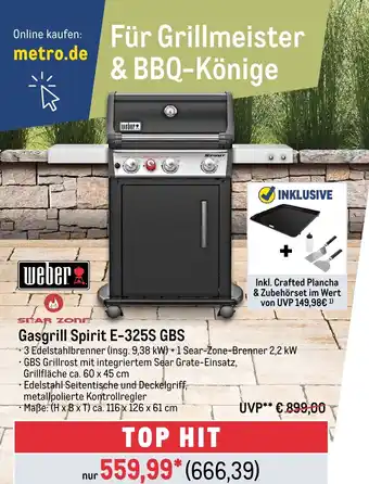 METRO weber Gasgrill Spirit E-325S GBS Angebot