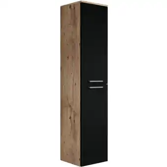 ManoMano Badezimmer Badschrank Venus 160cm Eiche Kastanie mit mat Schwarz - Regal Schrank Hochschrank Schrank Möbel - Kastanienen eich Angebot