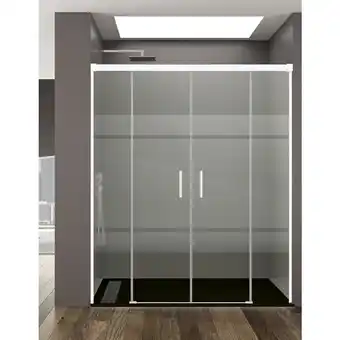 ManoMano Basic Duschabtrennung 2+2 ohne Bodenprofil 5 Farben 2 Glasarten 6mm in Aluminium Weißes-profil 162-172 cm Siebdruck glas - Al Angebot