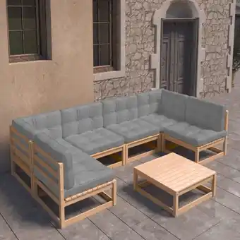 ManoMano 7-tlg. Garten-Lounge-Set, Gartenmöbel, Sitzgruppe Gartenset mit Kissen Kiefer Massivholz LLOAQ930112 Maisonchic Angebot