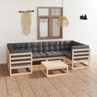 ManoMano 7-tlg. Garten-Lounge-Set, Gartenmöbel, Sitzgruppe Gartenset mit Kissen Kiefer Massivholz LLOAQ409634 Maisonchic Angebot