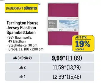 METRO Tarrington House Jersey Elasthan Spannbettlaken Angebot