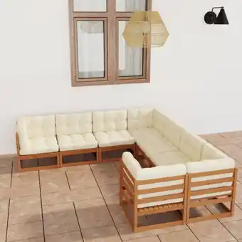 ManoMano 8-tlg. Garten-Lounge-Set, Gartenmöbel, Sitzgruppe Gartenset Kissen Honigbraun Kiefer Massivholz LLOAQ465962 Maisonchic Angebot