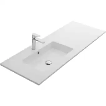 ManoMano Line 45 Waschbecken Slimline mit linksseitiger Schale und 1 Hahnloch 121x46x1,8 cm Weiß Angebot