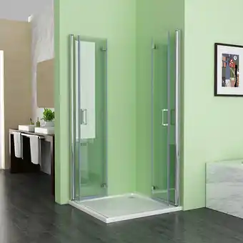 ManoMano Duschkabine Falttür 185cm Höhe Duschabtrennung Eckig Dusche 180º Duschwand 6mm nano Glas, 90x75cm Angebot