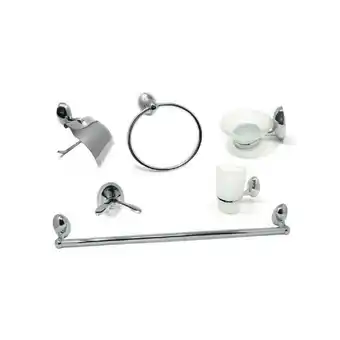 ManoMano Modernes badezimmer-set chromstahl mattiertes glas 6-teiliger Seifenrollenhalter 52918 Angebot