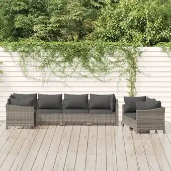 ManoMano 7-tlg. Garten-Lounge-Set, Gartenmöbel, Sitzgruppe Gartenset mit Kissen Grau Poly Rattan LLOAQ529314 Maisonchic Angebot