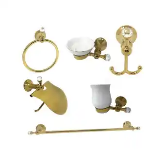 ManoMano Set 6 bad-accessoires stahl gold und keramik acryl kristalle 59238 Angebot