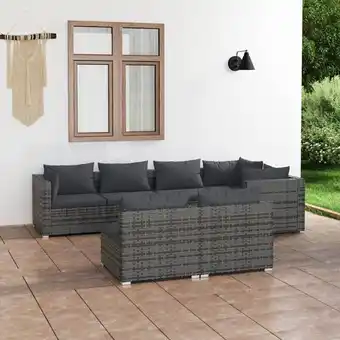 ManoMano 7-tlg. Garten-Lounge-Set, Gartenmöbel, Sitzgruppe Gartenset mit Kissen Grau Poly Rattan LLOAQ570512 Maisonchic Angebot