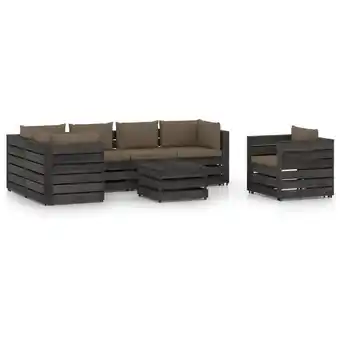 ManoMano 7-tlg. Garten-Lounge-Set, Gartenmöbel, Sitzgruppe Gartenset mit Kissen Grau Imprägniertes Holz LLOAQ347808 Maisonchic Angebot