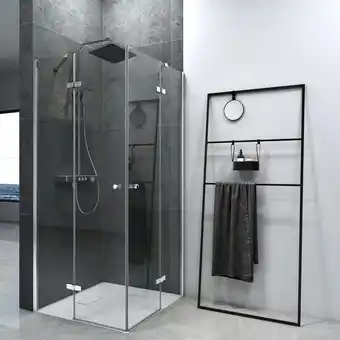 ManoMano Duschkabine Eckeinstieg Dusche Duschabtrennung mit 5 mm NANO-Glas, 100x120cm, 185cm Höhe - Emke Angebot