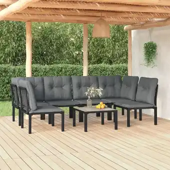 ManoMano 7-tlg. Garten-Lounge-Set, Gartenmöbel, Sitzgruppe Gartenset Schwarz und Grau Poly Rattan LLOAQ415750 Maisonchic Angebot