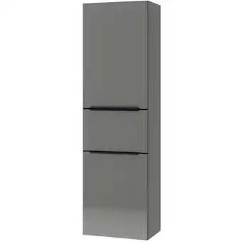 ManoMano Badezimmer Midischrank mit Türanschlag links in Hochglanz grau mit schwarzen Griffen, PALERMO-136-GREY, B/H/T ca. 45/160/37,4 Angebot