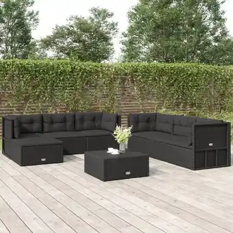 ManoMano 7-tlg. Garten-Lounge-Set, Gartenmöbel, Sitzgruppe Gartenset mit Kissen Schwarz Poly Rattan LLOAQ588025 Maisonchic Angebot