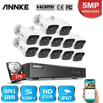 ManoMano Annke 16CH 5MP Lite hd Videosicherheitssystem 5IN1 H.265+ dvr mit 12PCS 5MP tvi wasserdichtes Überwachungskamerasystem CCTV-K Angebot