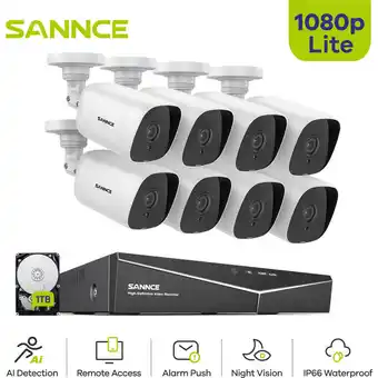 ManoMano Videoüberwachungssets 8CH 1080N dvr Fernzugriff ir Nachtsicht 8×TVI 1080P Bullet Kamera Wasserdichte IP66 -1TB hdd - Sannce Angebot