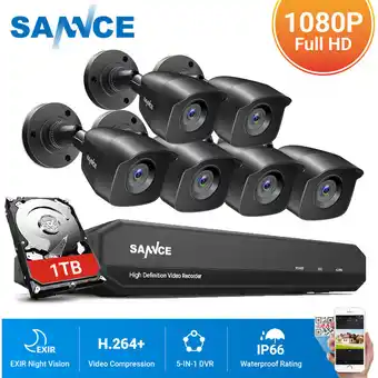 ManoMano Système de sécurité vidéo domestique 1080P avec dvr 1080N avec 6 caméras Style b – 1TB hdd - Sannce Angebot