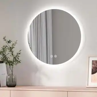 ManoMano Badspiegel mit Beleuchtung ф60cm Badspiegel Rund Wandspiegel Badezimmerspiegel mit Touch + 3 Lichtfarbe (Stil 3) - Emke Angebot