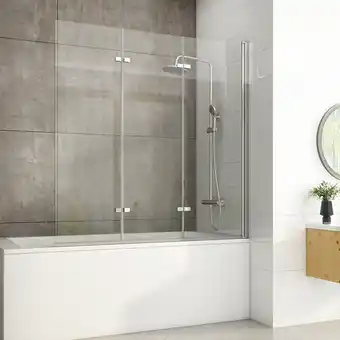 ManoMano Badewannenaufsätze Faltbar 3-teilig Duschwand B.120xH.140cm Duschabtrennung Glas für Badewanne - Heilmetz Angebot