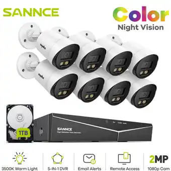 ManoMano 8CH Videoüberwachungssets dvr 1080P hd 8 Kamera Vollfarb Nachtsicht Fernüberwachung Sicherheitsüberwachungs System Weiß - 1 t Angebot