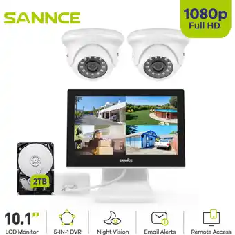 ManoMano 4CH Videoüberwachungssets 10,1'Bildschirm 2 x 1080P Kamera ir Nachtsicht Fernüberwachung Sicherheits Überwachungs System Weiß Angebot