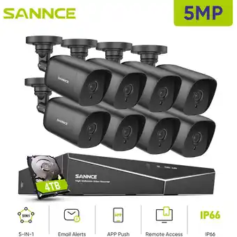 ManoMano 8CH Video Überwachungskamera 5MN dvr 8×5MP Kamera Wasserdichte ir Nachtsicht Fernzugriff Sicherheit Kamera System - 4TB hdd - Angebot