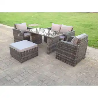 ManoMano Rattan Gartenmöbel Set Einstellbarer Stuhl Sofa Doppel Love Seat 2 Sitzer Sofa Oblong Schwarz Glas Esstisch - Fimous Angebot