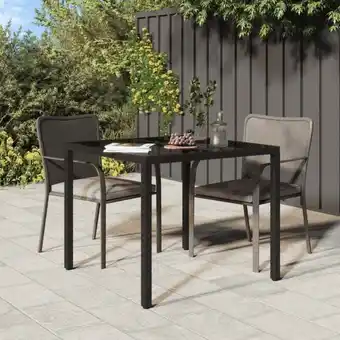 ManoMano Bonnevie - Gartentisch Esstisch - Balkontisch 90x90x75 cm Gehärtetes Glas Poly Rattan Schwarz BV432516 Angebot