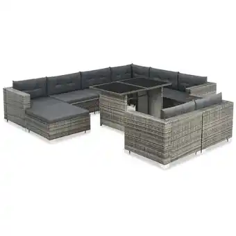 ManoMano 10-tlg. Garten-Lounge-Set，Gartenmöbel-Set mit Auflagen Poly Rattan Grau vidaXL Angebot