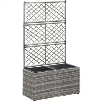 ManoMano Hochbeet,Blumenkasten,Pflanzkasten mit Rankgitter 2 Töpfe 58×30×107cm Poly Rattan Grau vidaXL Angebot