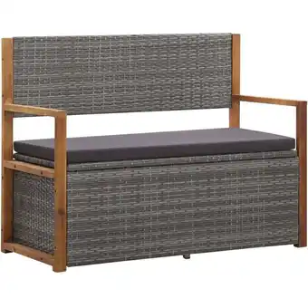 ManoMano Bonnevie - Bank mit Stauraum 115 cm Poly Rattan Massivholz Akazie Grau vidaXL58248 Angebot