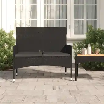 ManoMano Bonnevie - Gartenbank 2-Sitze Doppelsitzbankr mit Kissen Schwarz Poly Rattan vidaXL Angebot