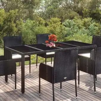 ManoMano Bonnevie - Gartentisch,Terrassentisch mit Glasplatte Schwarz 190x90x75 cm Poly Rattan vidaXL Angebot