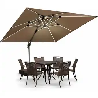 ManoMano Rechteckig Alu Groß Sonnenschirm Ampelschirm 2.7 x 3.65 m mit Led und Kurbel für Balkon Terrasse Garten,Sonnenschutz UV50+ un Angebot