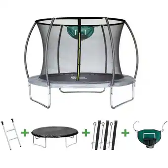 ManoMano Trampolin mit Innennetz und Basketballkorb Jumper ø 3,70 - Grau Angebot