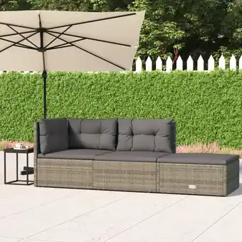 ManoMano 3-tlg. Garten-Lounge-Set Gartenmöbel Set Sitzgruppe Essgruppe mit Kissen Grau Poly Rattan DE69950 Angebot